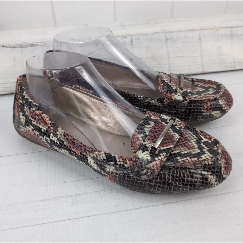 Bandolino Niverta Snakeskin Print Bit Loafer Flats Driving Moc Size 7.5